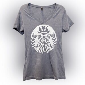 NWOT Skeleton Mermaid Halloween Graphic Tee – Spooky Cute Gray Shirt